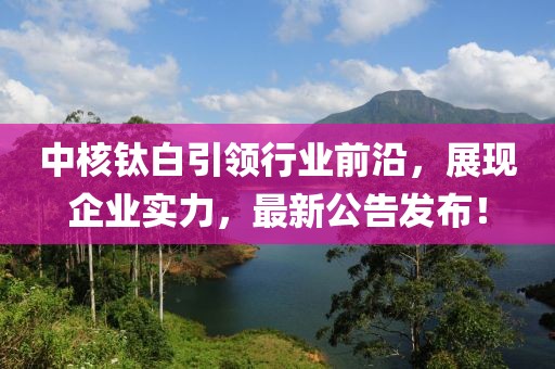 中核鈦白引領行業前沿，展現企業實力，最新公告發布！