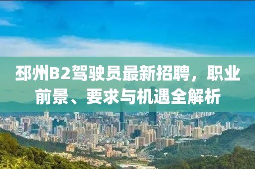 邳州B2駕駛員最新招聘，職業(yè)前景、要求與機(jī)遇全解析